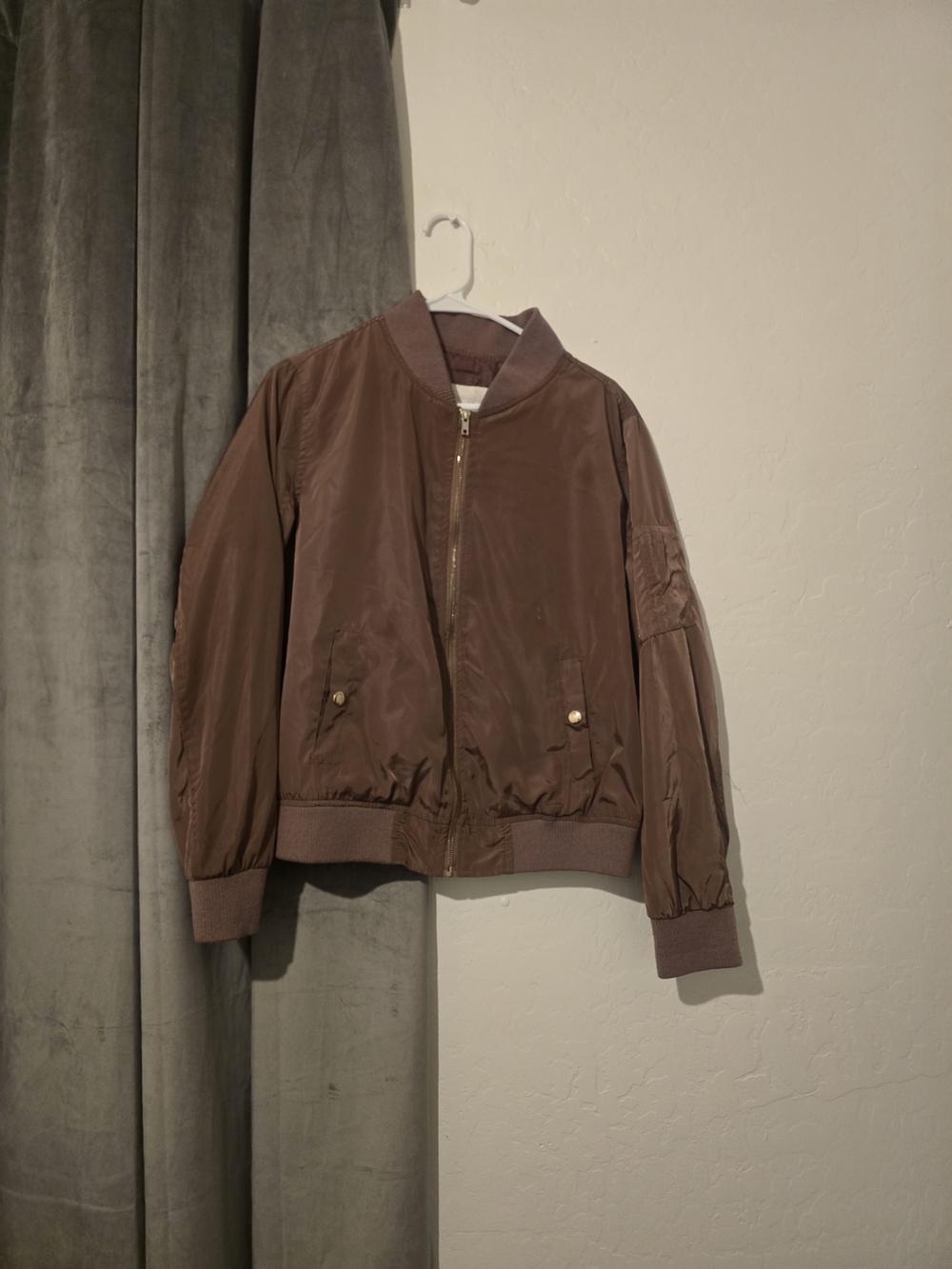Forever Flower Women's Brown Bomber Jacket Size Large